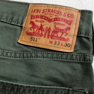 Men’s Levi 511 33/30 green stretch jeans
